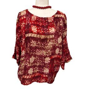 J Jill Pure Blouse Size M 100% Cotton Airy Weave Lagenlook Spring Resortwear